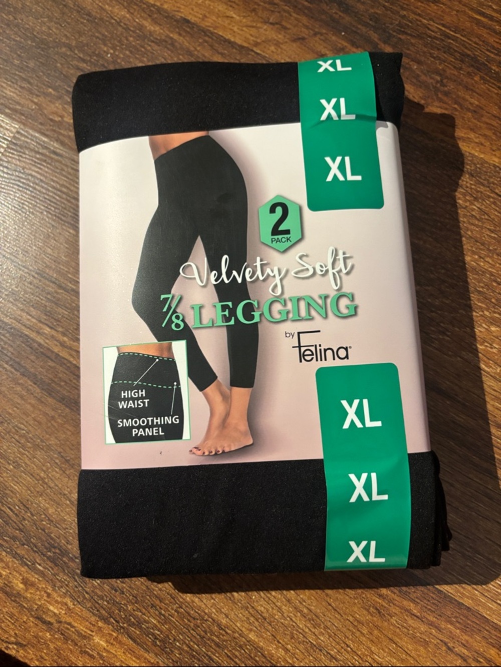 Felina Black Velvety Soft 7/8 Leggings 2-Pack